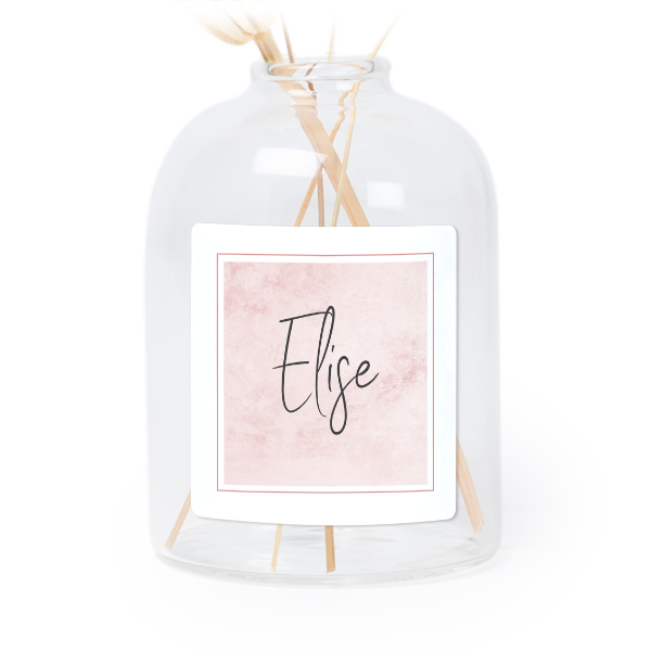 Personalised Clear Glass Vase with Square Stickers – Set of 6