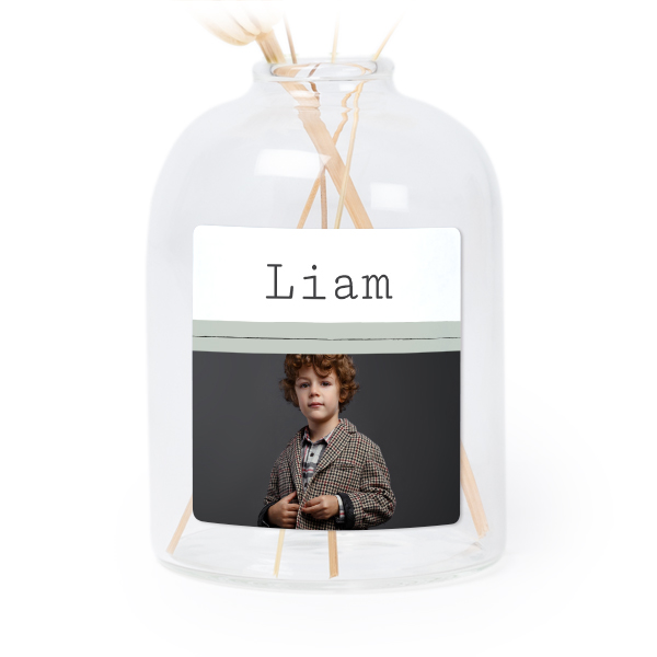 Personalised Clear Glass Vase with Square Stickers – Set of 6
