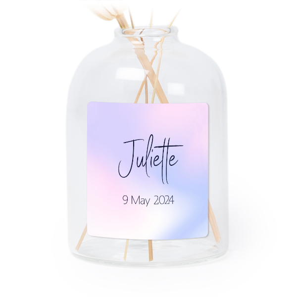 Petit vase verre transparent avec autocollant carré - Lot de 6