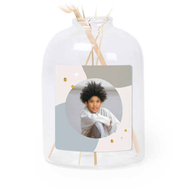 Glazen vaasjes doorzichtig met vierkante sticker - set van 6