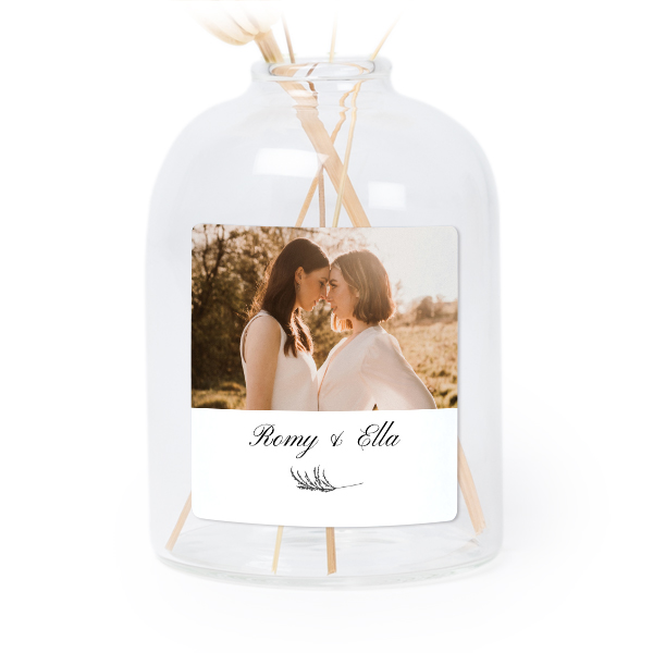 Personalised Clear Glass Vase with Square Stickers – Set of 6