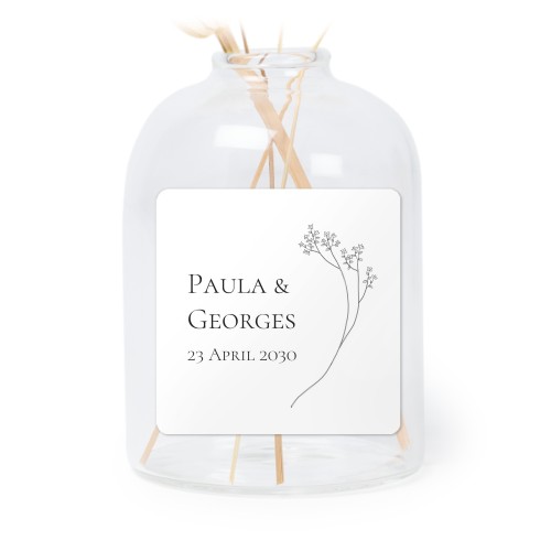 Personalised Clear Glass Vase with Square Stickers – Set of 6
