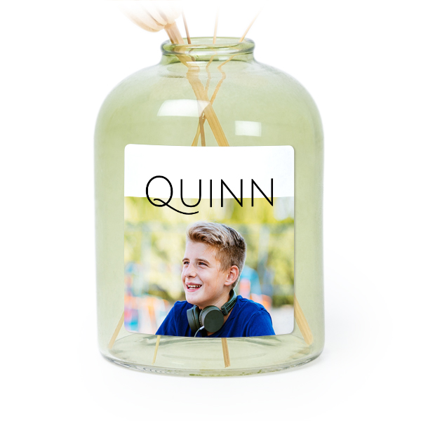 Personalised Green Glass Vase with Square Stickers – Set of 6