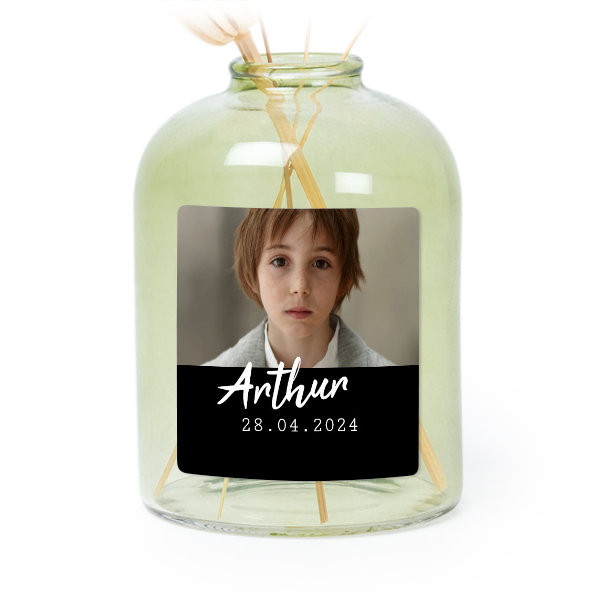 Mini-Glasvase grün mit Aufkleber Querformat - 6 Stück