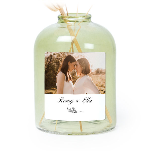 Personalised Green Glass Vase with Square Stickers – Set of 6