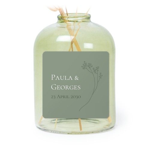 Personalised Green Glass Vase with Square Stickers – Set of 6