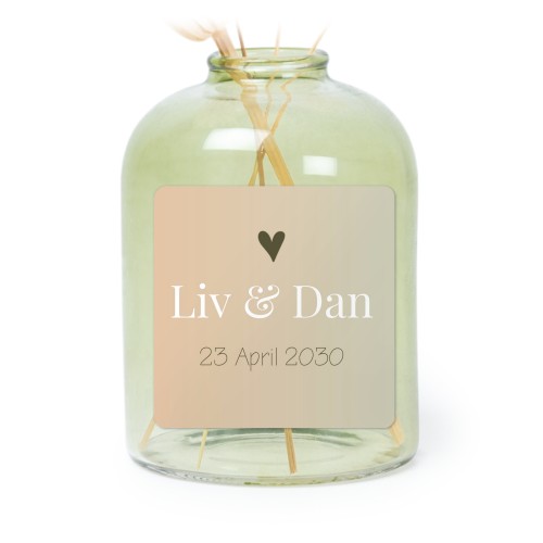 Personalised Green Glass Vase with Square Stickers – Set of 6
