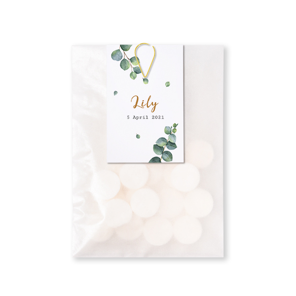 Süssigkeiten Beutel mit Geschenkanhänger Büroklammer Gold (12er Set)