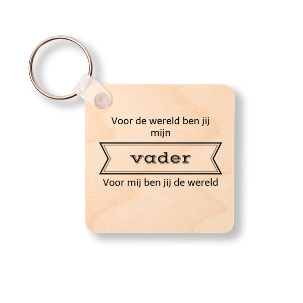 Houten sleutelhanger Vierkant