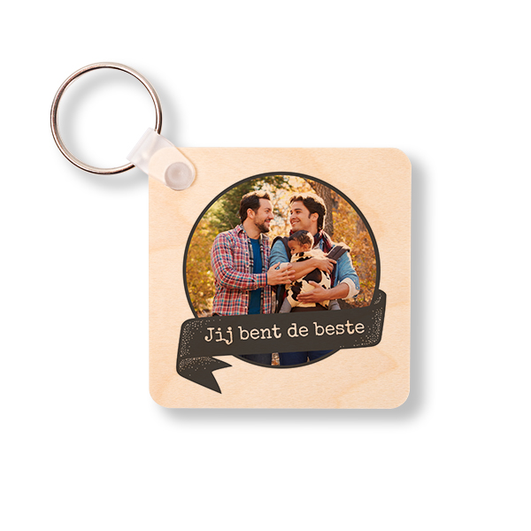 Houten sleutelhanger Vierkant