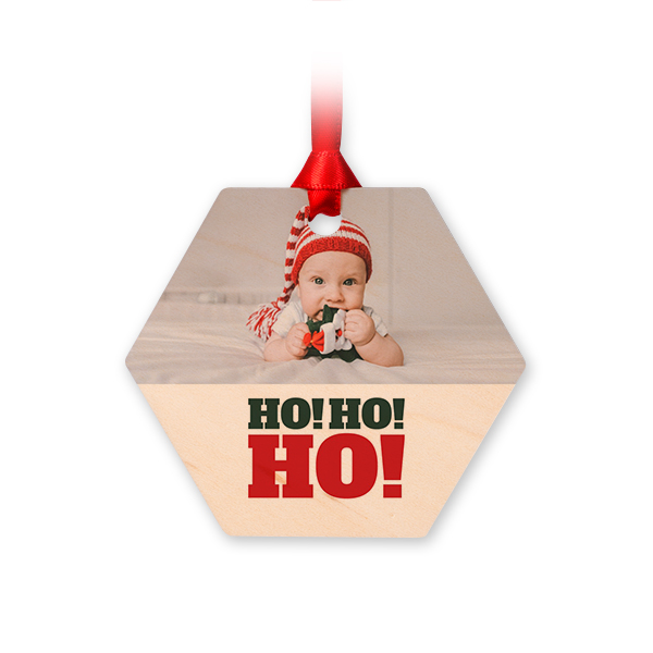 Décoration de Noël en bois Hexagone (lot de 4) Décoration de Noël en bois Hexagone (lot de 4)