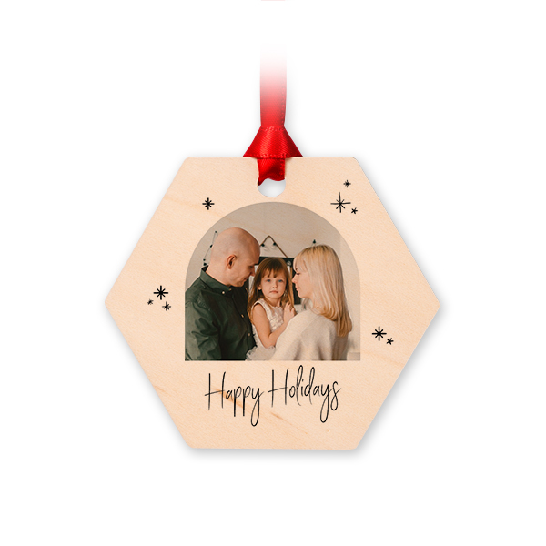 Weihnachtsdekoration aus Holz Sechseck - 4 Stk.