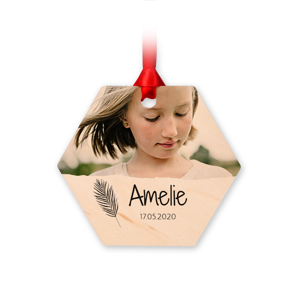 Wooden Christmas ornaments Hexagon - set of 4 Wooden Christmas ornaments Hexagon - set of 4