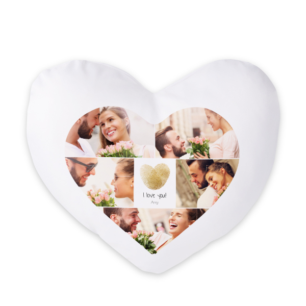 Polyester Cushion Cover and Filling Heart with Front Print