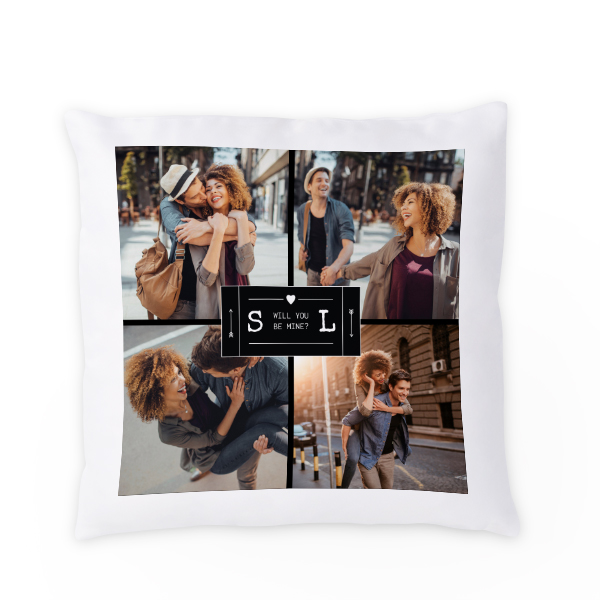 Polyester kussensloop met vulling vierkant M met print op de voorkant