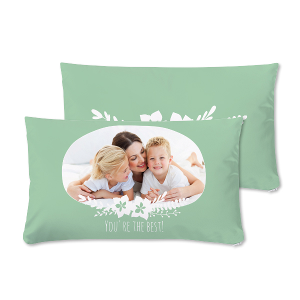 Polyester kussensloop met vulling liggend voor- en achterkant