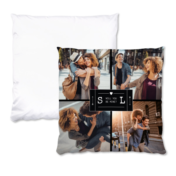Coussin satiné carré L imprimé recto-verso Coussin satiné carré L imprimé recto-verso