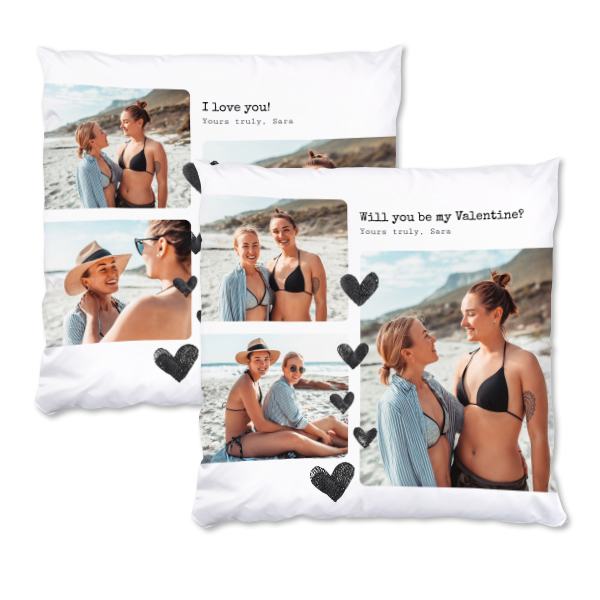 Coussin satiné carré L imprimé recto-verso