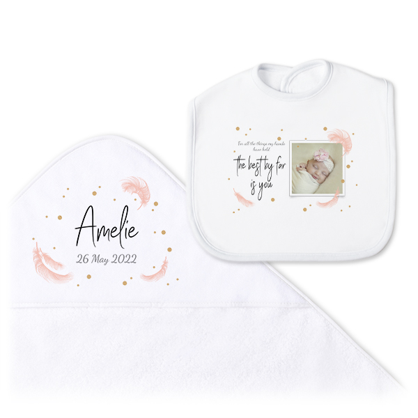Baby Gift Set Bath Cape & Bib