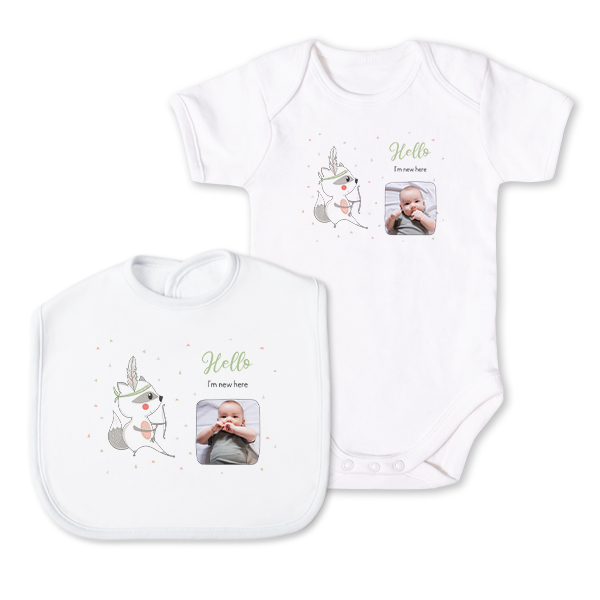 Baby geschenkset: Slabbetje & Rompertje