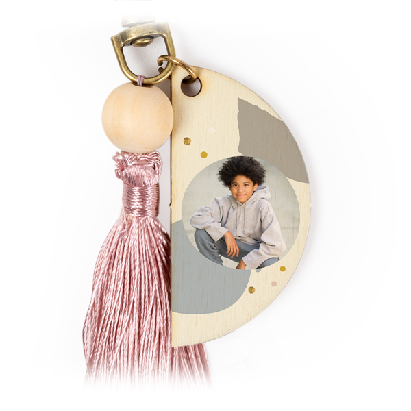 Sleutelhanger full colour print met magnolia kwastje - set van 6 Sleutelhanger full colour print met magnolia kwastje - set van 6