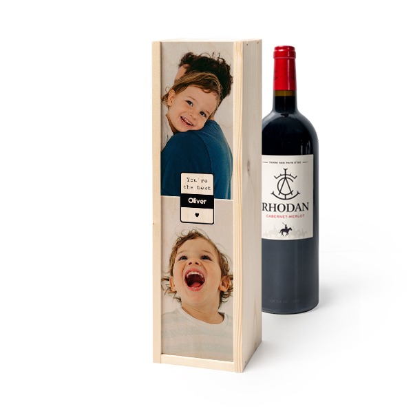 Wijnkist met Rhodan Cabernet-Merlot Wijnkist met Rhodan Cabernet-Merlot