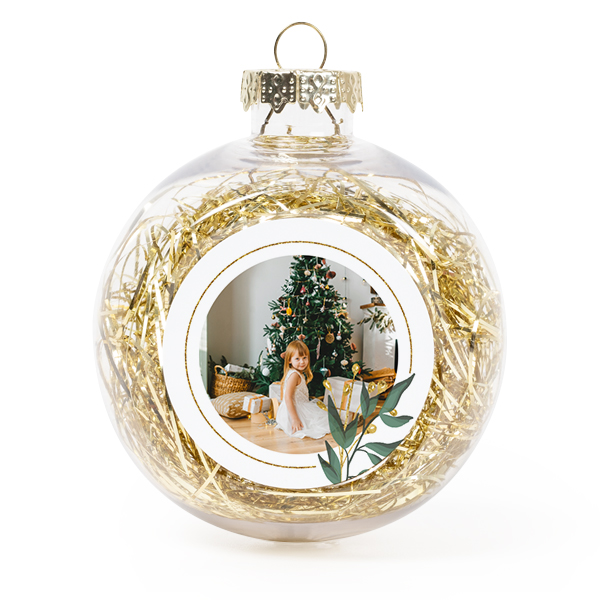 Christmas bauble clear plastic gold tinsels - set of 2