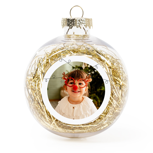 Christmas bauble clear plastic gold tinsels - set of 2