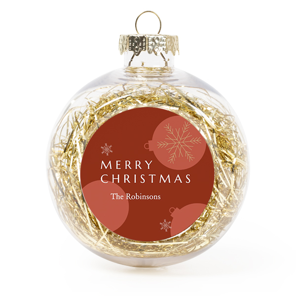 Christmas bauble clear plastic gold tinsels - set of 2