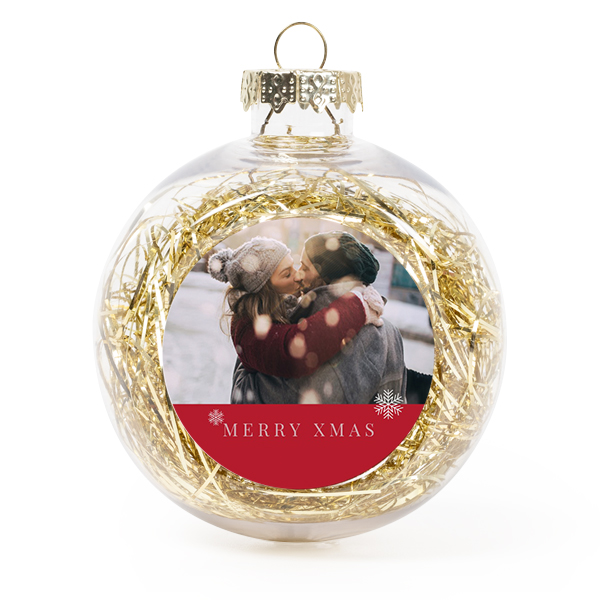 Christmas bauble clear plastic gold tinsels - set of 2