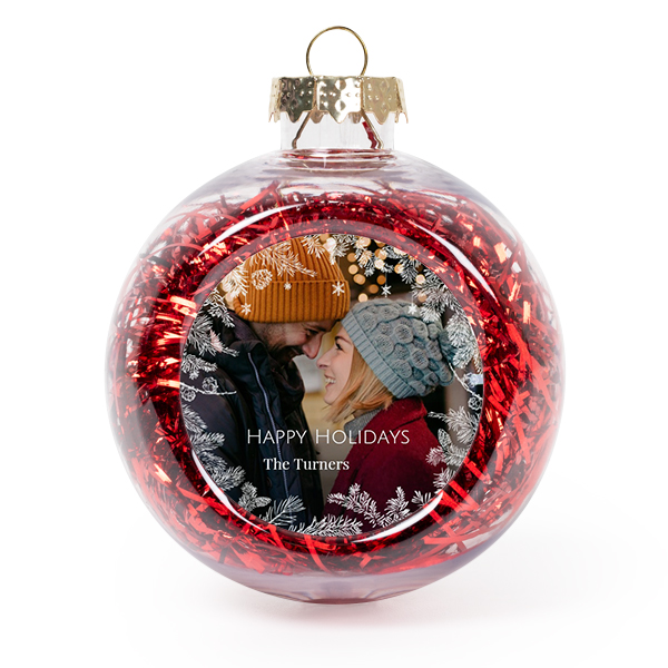 Christmas bauble clear plastic red tinsels - set of 2