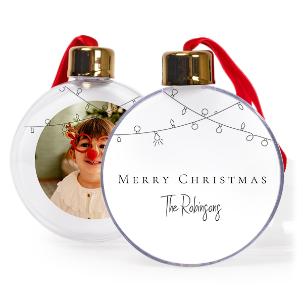 Christmas bauble clear plastic -  set of 2