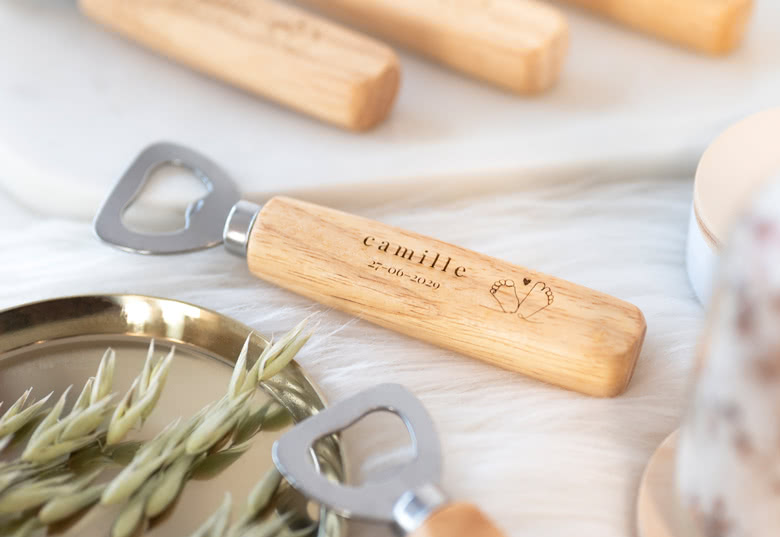 Personalised wooden bottle opener set of 12 