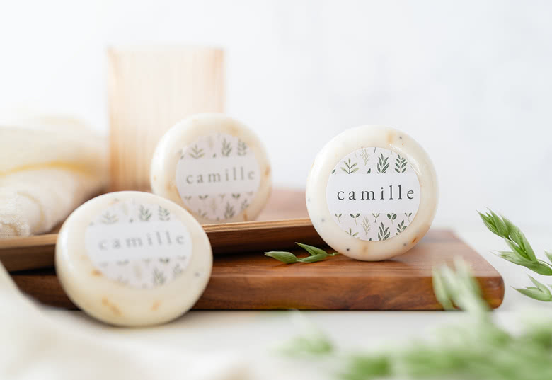 Round Bar of Soap with Sticker - set of 12