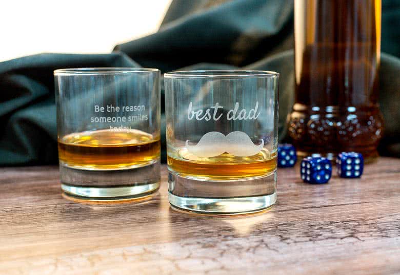 Engraved whisky glass