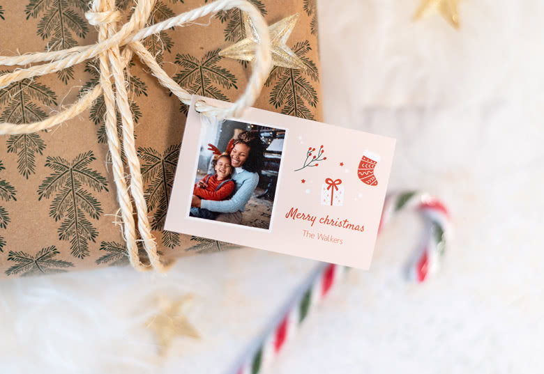 Små gavemærker - Julekort med foto