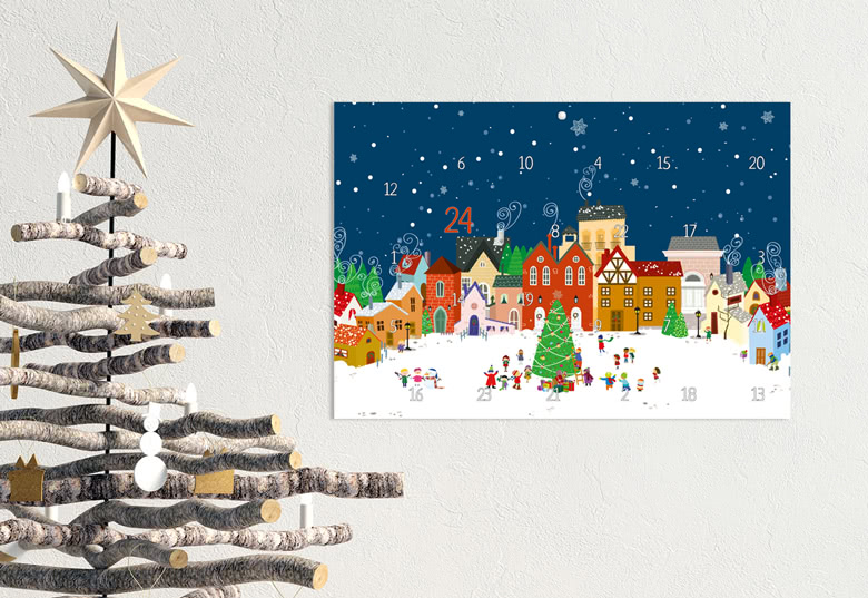 Calendrier de l'avent avec photos Village de Noël