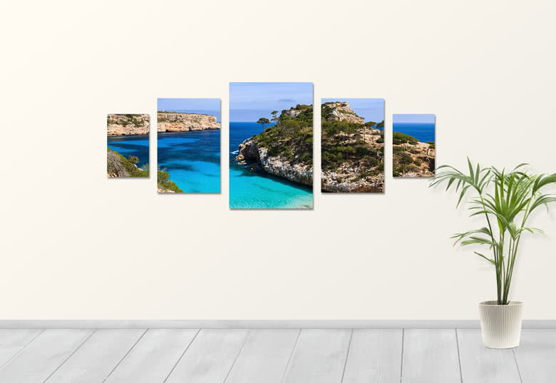 Multi-Piece Photo Canvas 5 Panel Wave