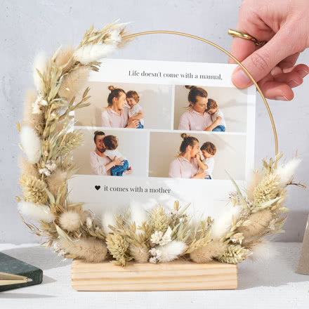 Couronne de fleurs sechées avec 1 carte
