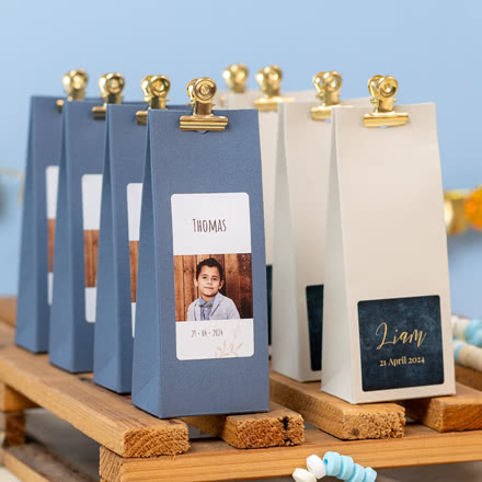 Snoepzakjes blauw rond set van 12