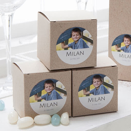 Cadeaudoos beige met ronde sticker (Set van 24)