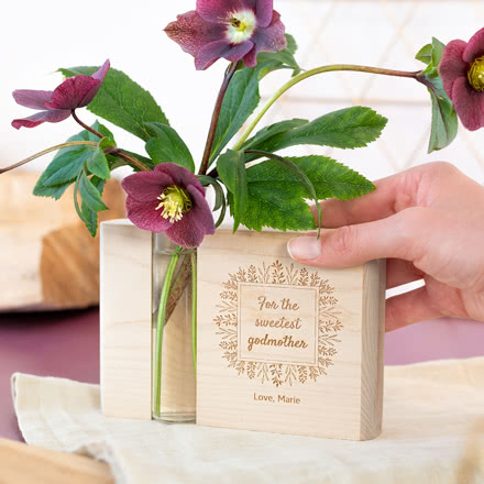 Vase avec support en bois
