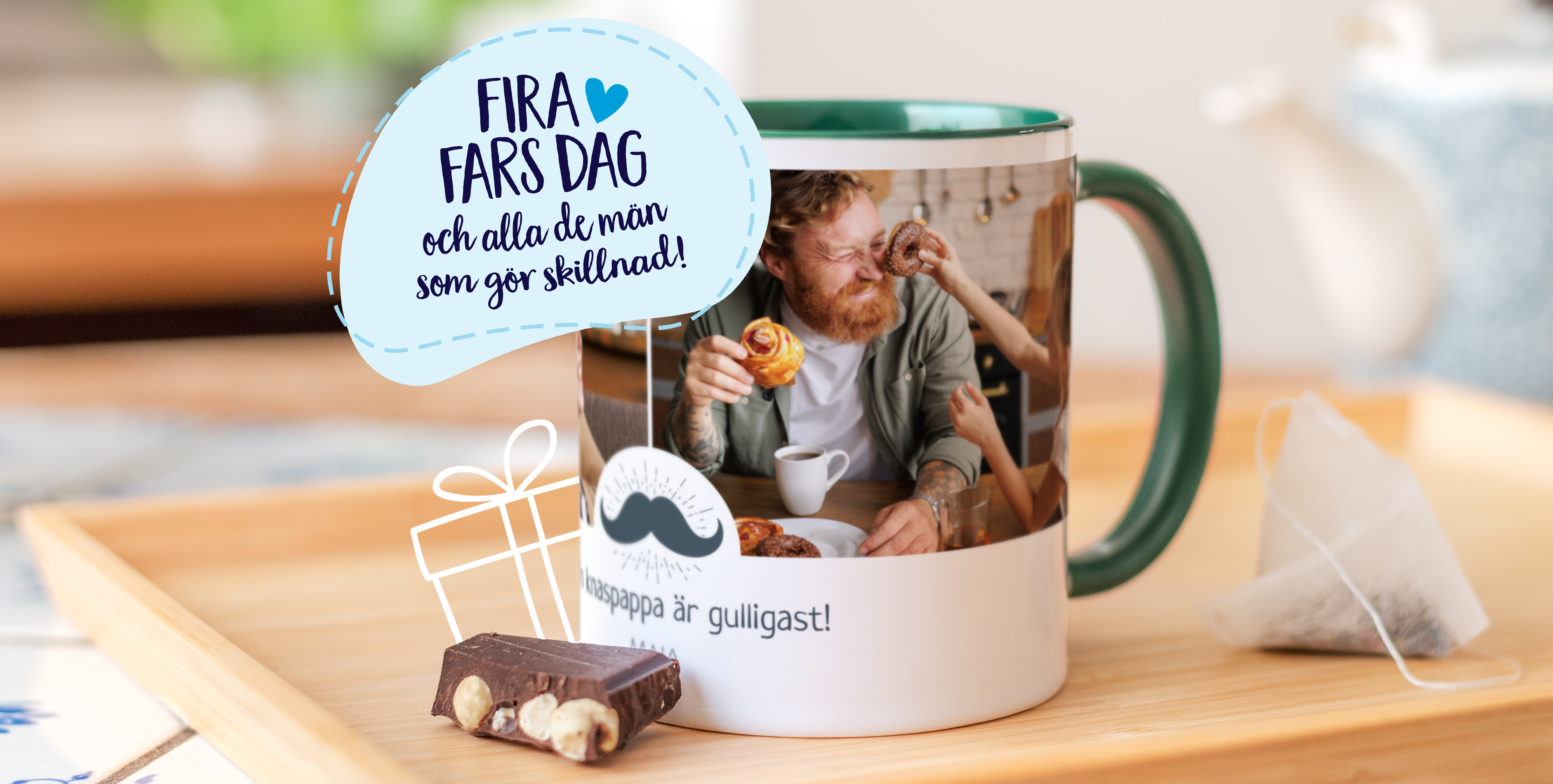 Personlig fotomugg med Fars dag-design